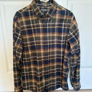 Men’s Eddie Bauer Flannel - Medium - Navy/Yellow/Orange